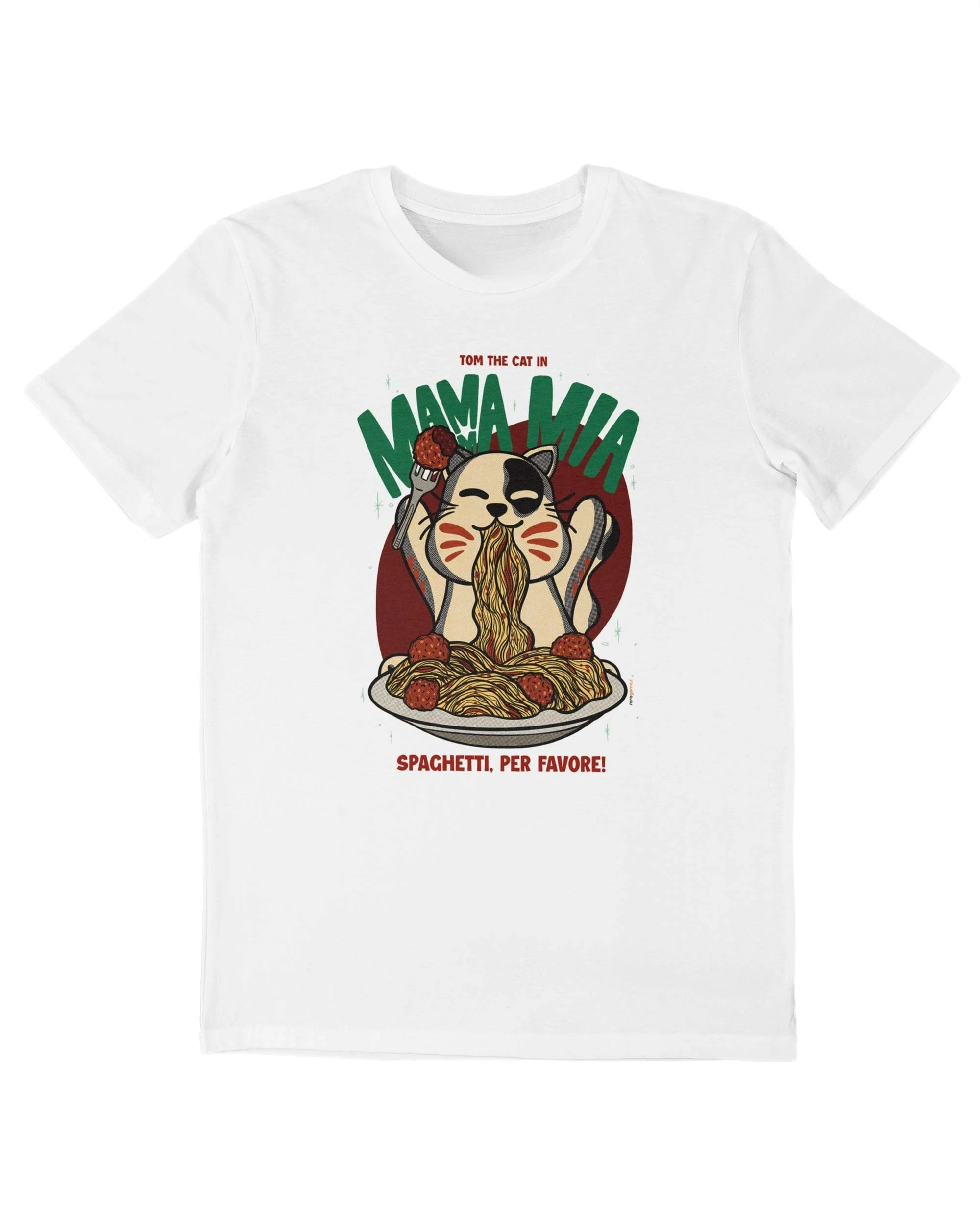 

Dessin Chat Spaghetti Boulettes De Графический принт Летние элитные брендовые хлопковые мужские и женские футболки с короткими рукавами