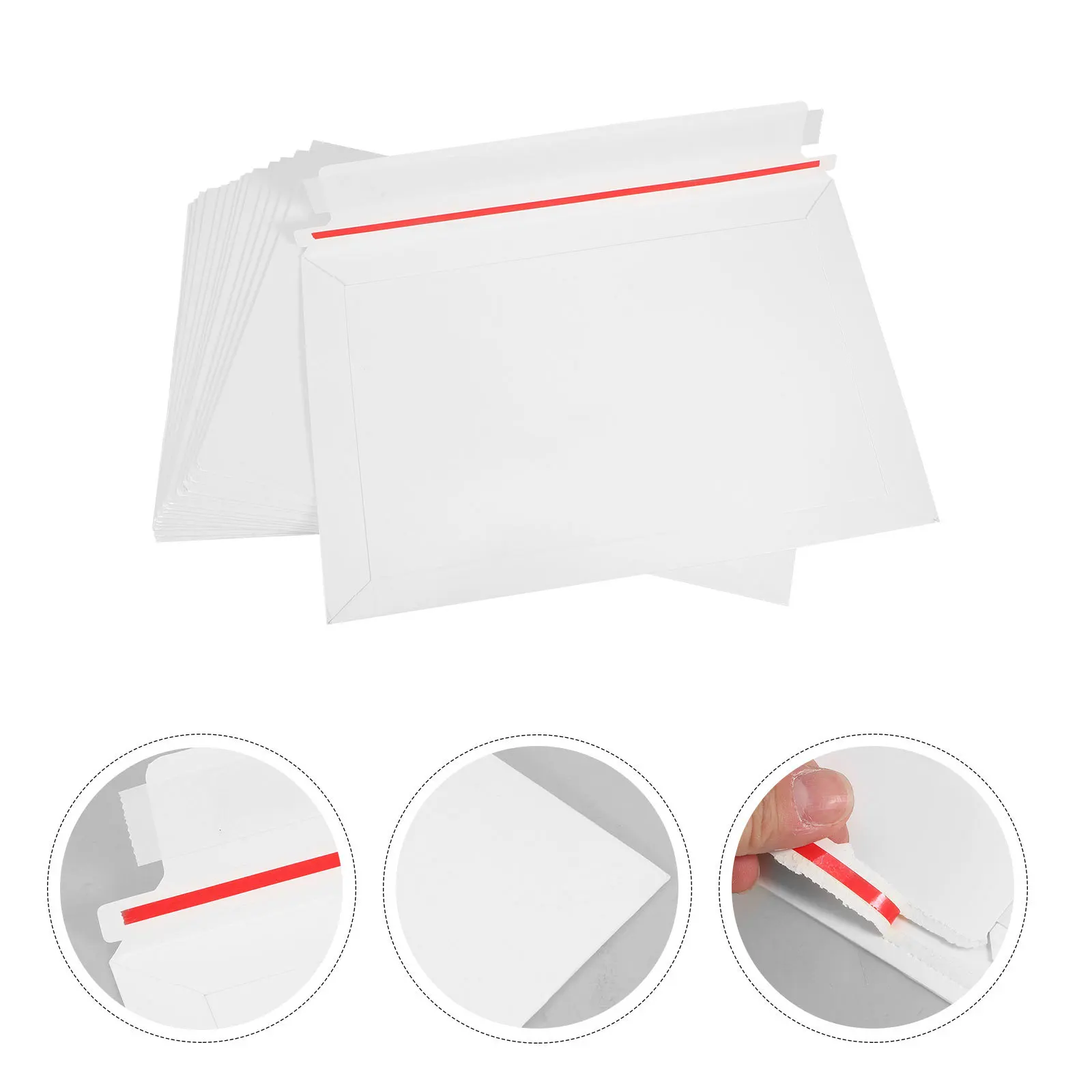

15Pcs Stay Flat White Cardboard Photo Envelopes Self-Seal Document Mailers for Mailing Art Prints Books Calendars Postcards