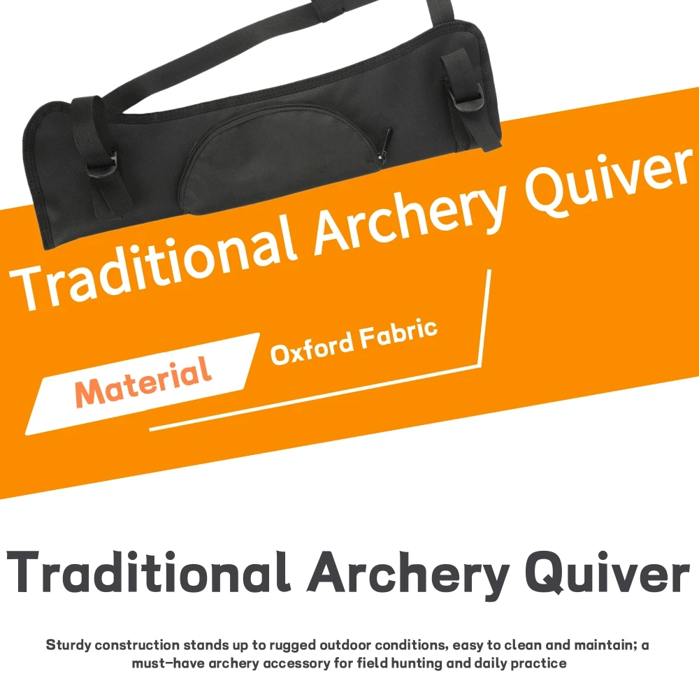 Archery Recurve Bow Quiver Oxford Fabric Traditional Style Lightweight Portable Adjustable for Outdoor Shooting Daily Practice