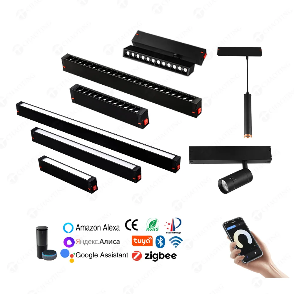 New Modern Shop Focus Spot Light Magnet Rail System 90-265V Aluminum COB Linear Magnetic LED Track Lighting