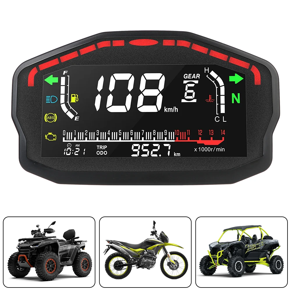 Contachilometri LCD retrò Moto Refit Tachimetro digitale per moto Scooter universale ATV Meter Indicatore contagiri a LED a 2/4 cilindri