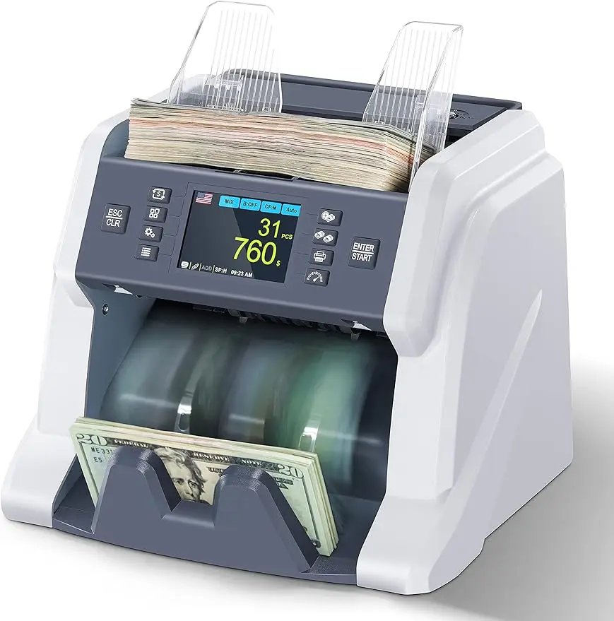 

RIBAO BC-40 Mixed Denomination Money Counter Machine, Value Counting, Bill Counter Multi Currency,