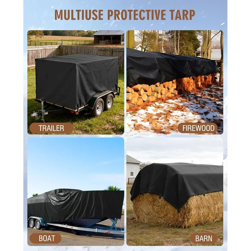 قماش القنب المقاوم للماء عالي التحمل مقاس 7 × 12 قدم مع حلقات حزام معززة للاستخدام الخارجي