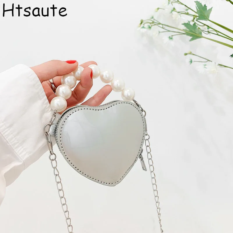

Korean Style PU Leather Mini Heart Shape Shoulder Bags Chain Crossbody Bag Fashion Buckle Girl Small Wallet Lipstick Pouch