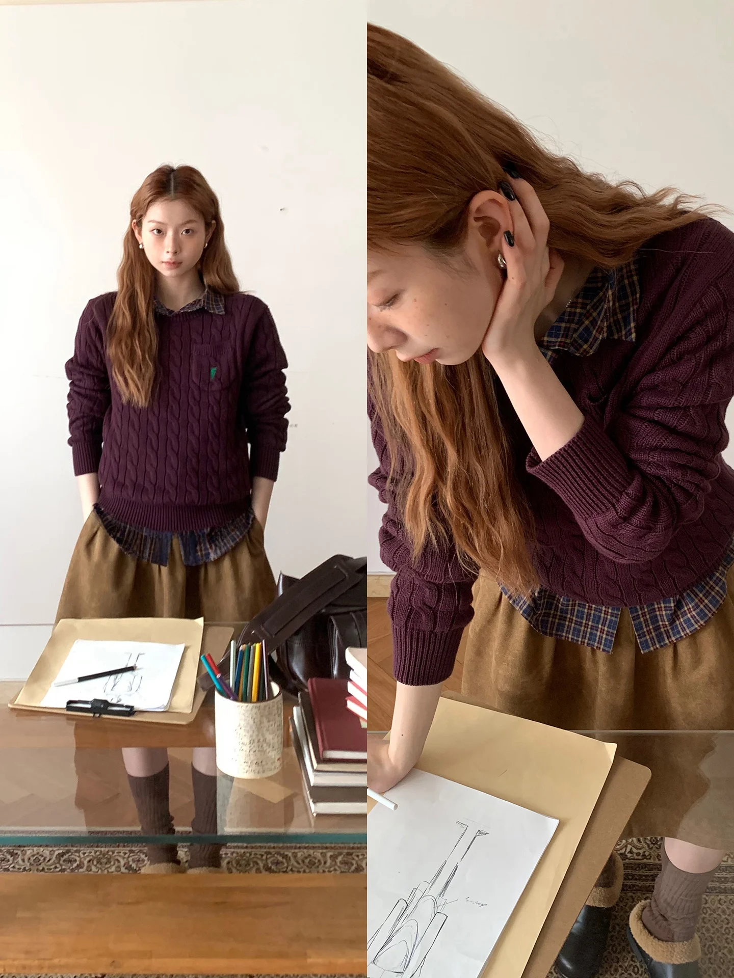 Rouge Celebri pull femme automne hiver paresseux haut de gamme Long Sve Design Sense haut Super beau Unique tricoté irt