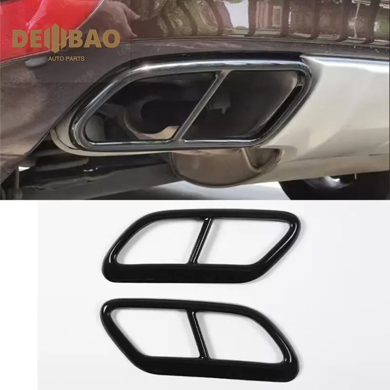 Steel Gloss Black Rear Exhaust Muffler Tail Pipe Cover For Volvo S60 V60 2020-