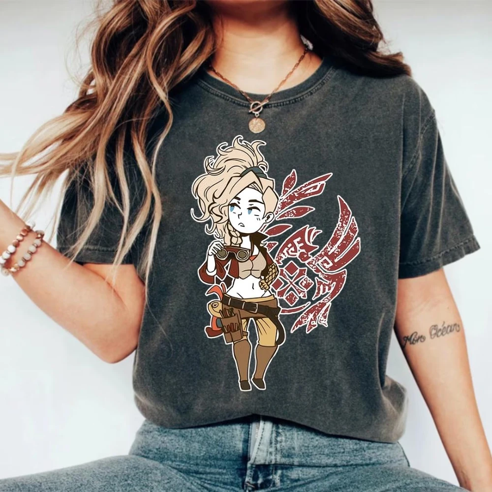 Gemma Hunter Monster Wilds Shirt Gamer Gift Clothing Graphic Short Sleeve Shirt Men Women for Spring and Summer Unisex