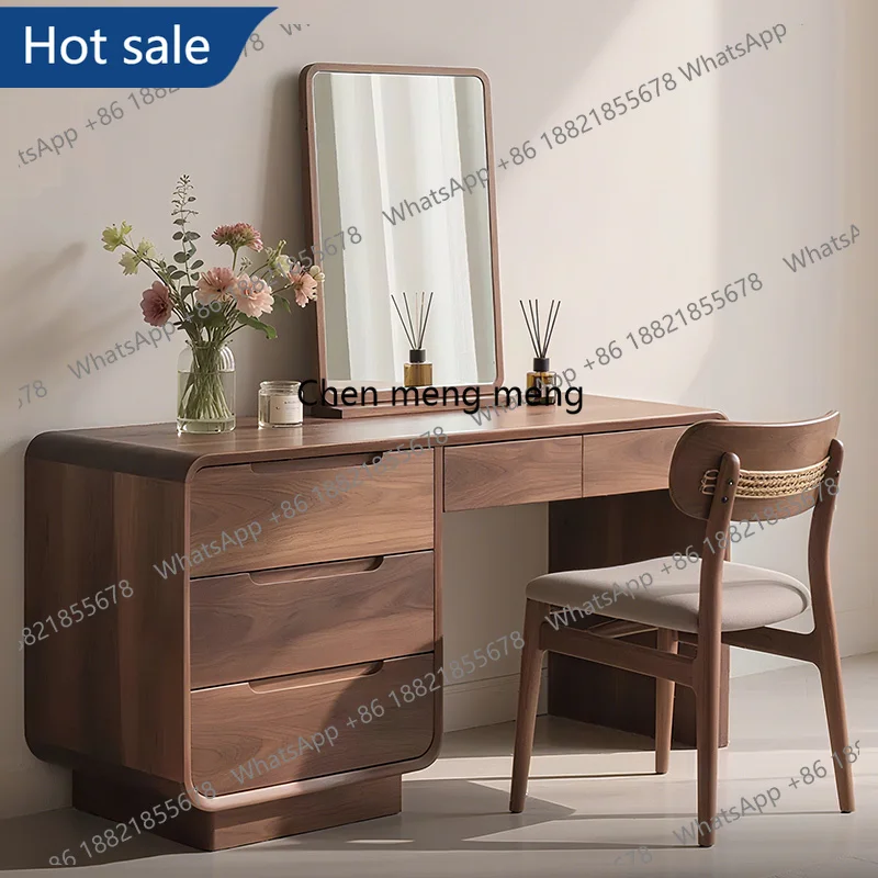 

M02 Girl Retro Storage Vanity Desk Stool Brown Large Vintage Makeup Vanity Desk Dressers Drawers Wood Coiffeuse
