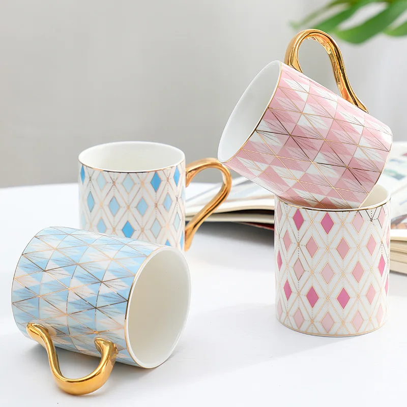 

Ceramic cup light luxury European simple Lingge Mug Creative Gift