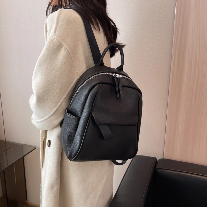 Designer Cute Fashion Women Leather Backpack 2023 Mini Soft Multi-Function Small Backpack Female Ladies Shoulder Bag Girl Purses