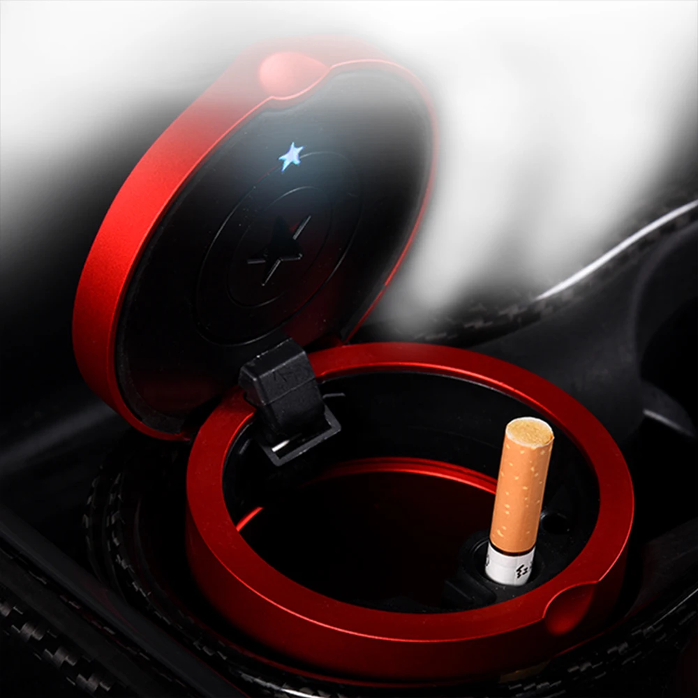 1X New Car Ashtray LED Light Cigarette Smoke Holder For Tesla Portable Universal Decoration Styling Accessories Multifunction