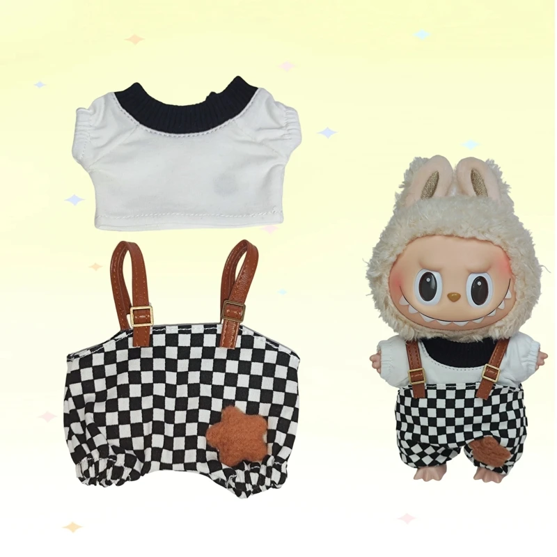 Per 17 centimetri Labubus Mini Vestiti per le Bambole Vestito Cappello Borsa Vestiti Scarpe Labubu II Accessori per Bambole Coltiva Seduta Gioco di Partito Giocattoli