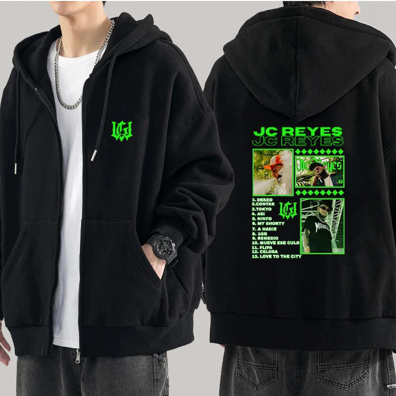 

Rapper Jc Reyes Tour 2025 Double Sided Printed Zipper hoodie Man Woman Fashion Hip hop Pullover Casual Fleece Zip Up Sweatshirts