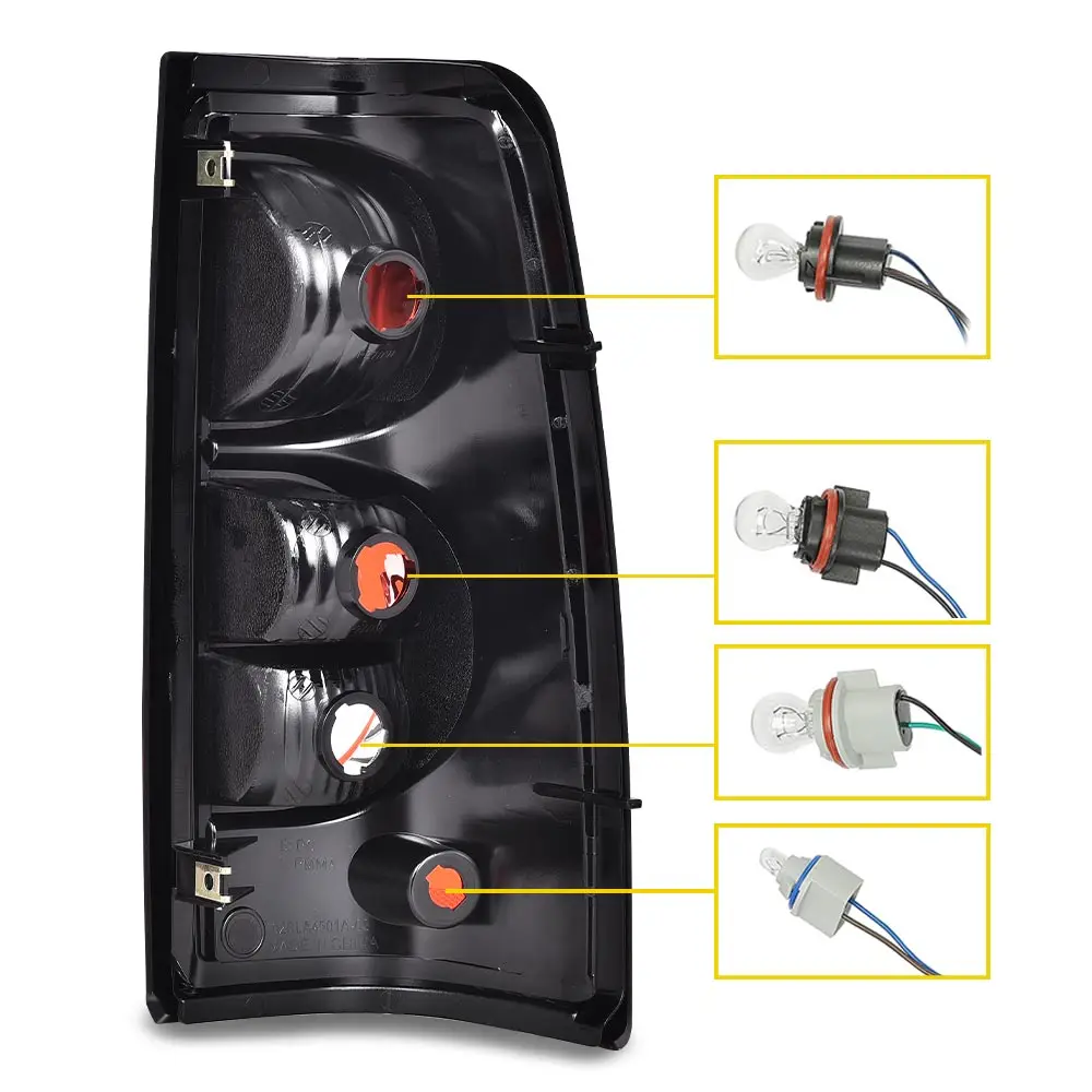 Luz traseira Conjunto de lâmpada traseira com chicote sem lâmpadas O Lente vermelha Lado esquerdo compatível com Chevy Silverado Pickup 2003-2006