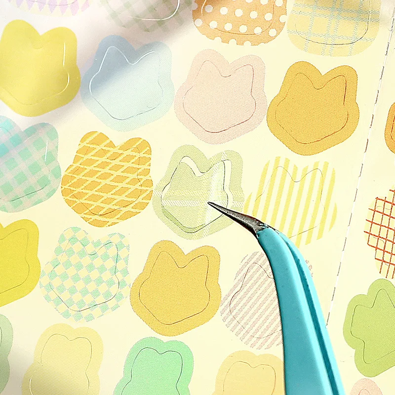 4 styles Colorful Label Series PET Triple Fold Decorative Stickers Fresh keynote Label Stickers Kids Gifts Student Stationery