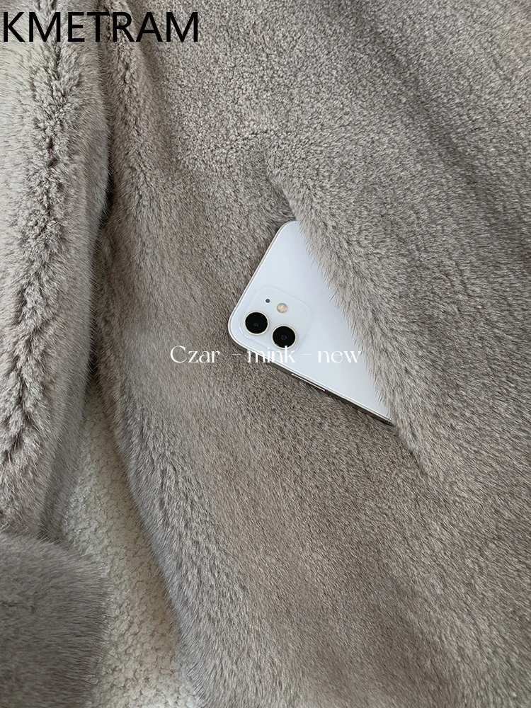 100% Mink Fur Jacketผู้หญิงหรูหราVคอขนสัตว์จริงคุณภาพสูงฤดูหนาวเสื้อผ้าผู้หญิงFurryแจ็คเก็ต 2025ба