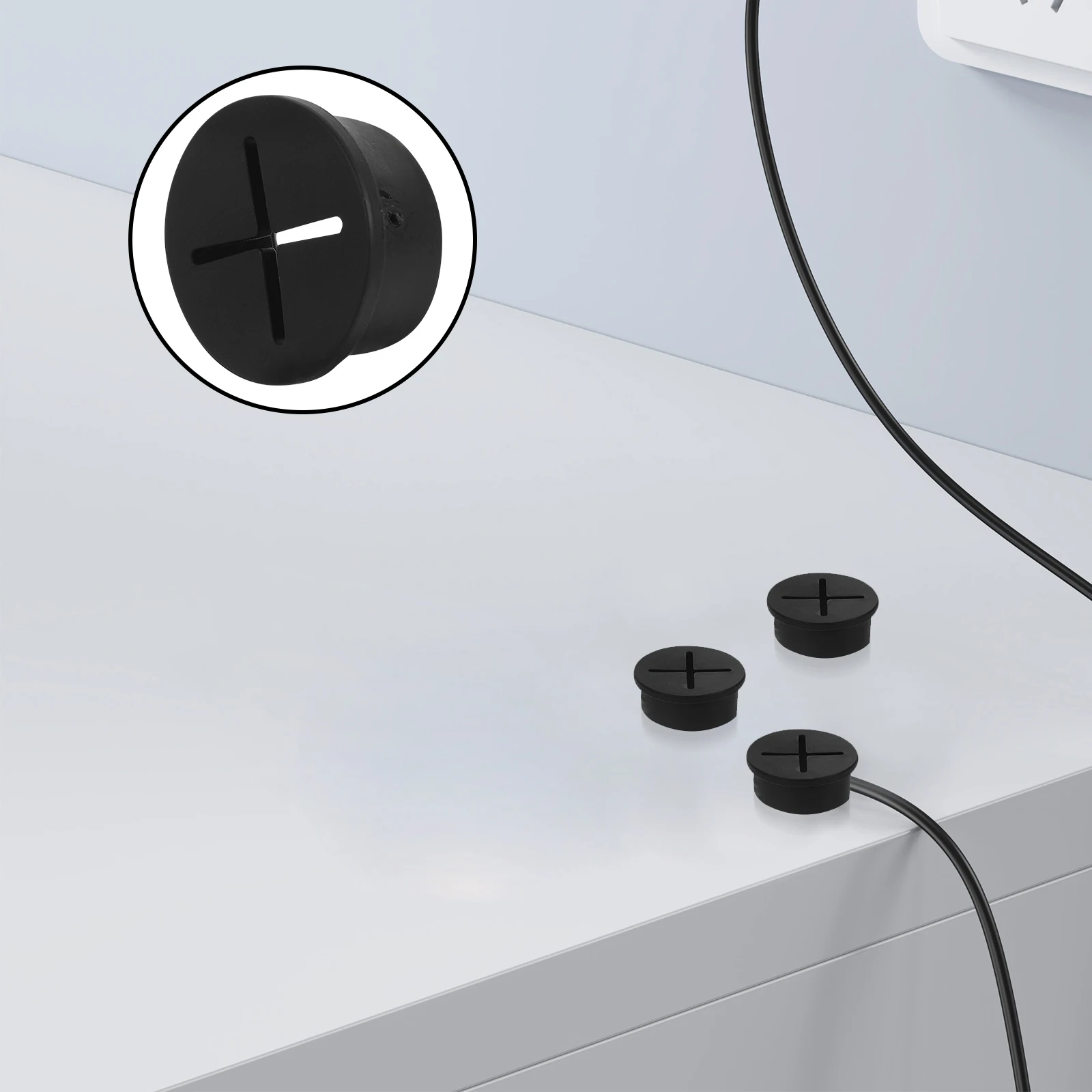 

20 Pcs Wires Dust-proof Plug Desk Cable Grommet Furniture Soft Rubber and Plastic Round Hole Cover Work