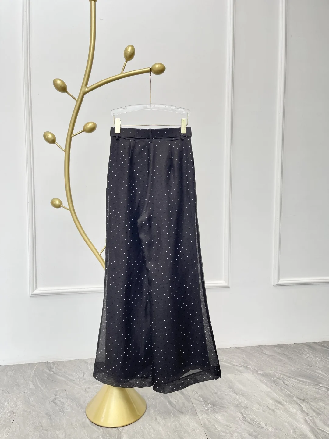 Women Casual 2025 New Fashion Black White Dot Print Pants