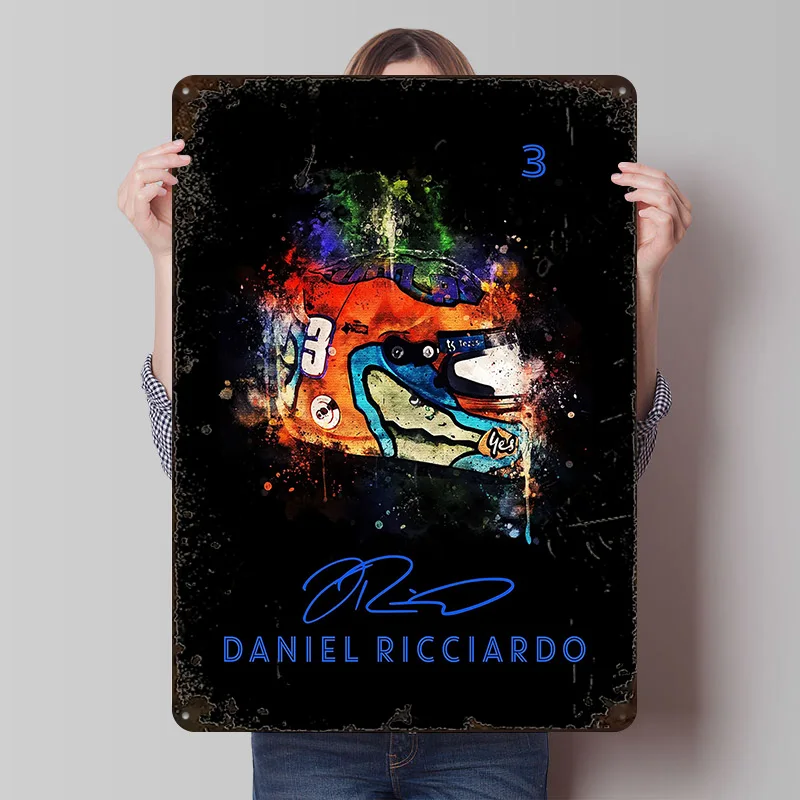 Daniel Ricciardo Printed Posters Customizable Wall Art Retro Vintage Metal Tin Signs for Home Room Desk Decor Bar Accessories