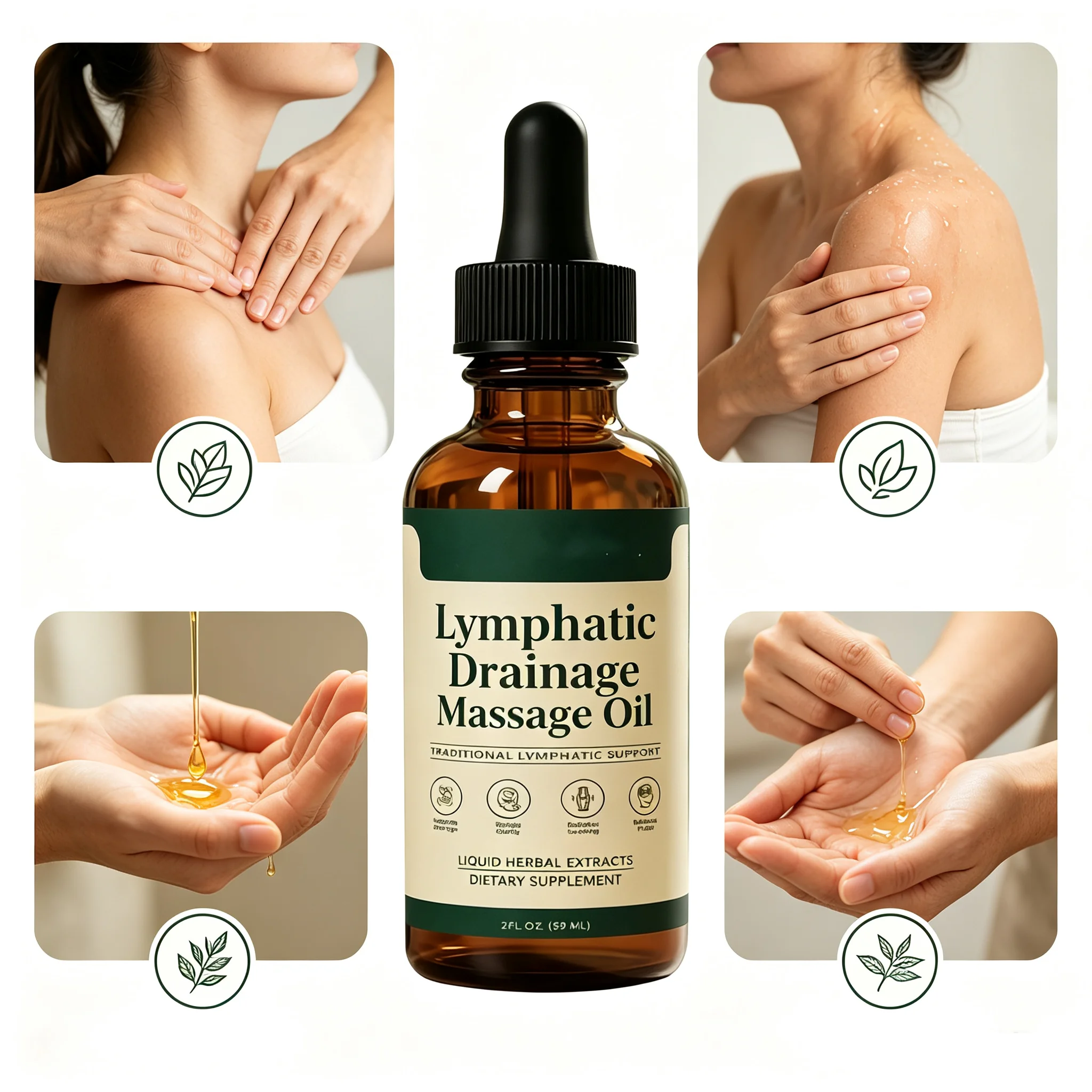 59ml Lymphatic Drainage Massage Oil Natural Plant Extract Serum Relieve Edema Fatigue Improve Skin Puffiness Skin Care Oil