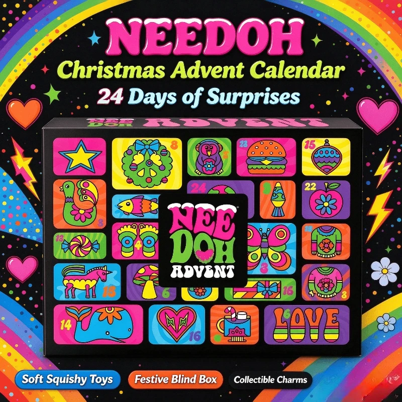 2026 NeeDoh Christmas Advent Calendar 3D PVC Fidget Doll Countdown Calendar Surprise Box Stress Relief Toy