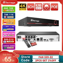 Techage H.265 8CH 4MP 5MP 8MP 1080P 4K POE NVR Двустоitsh Garona ауди®мо Ramonриalı NVR Lach 16CH дляетевойkuskus POE CCTV виде®