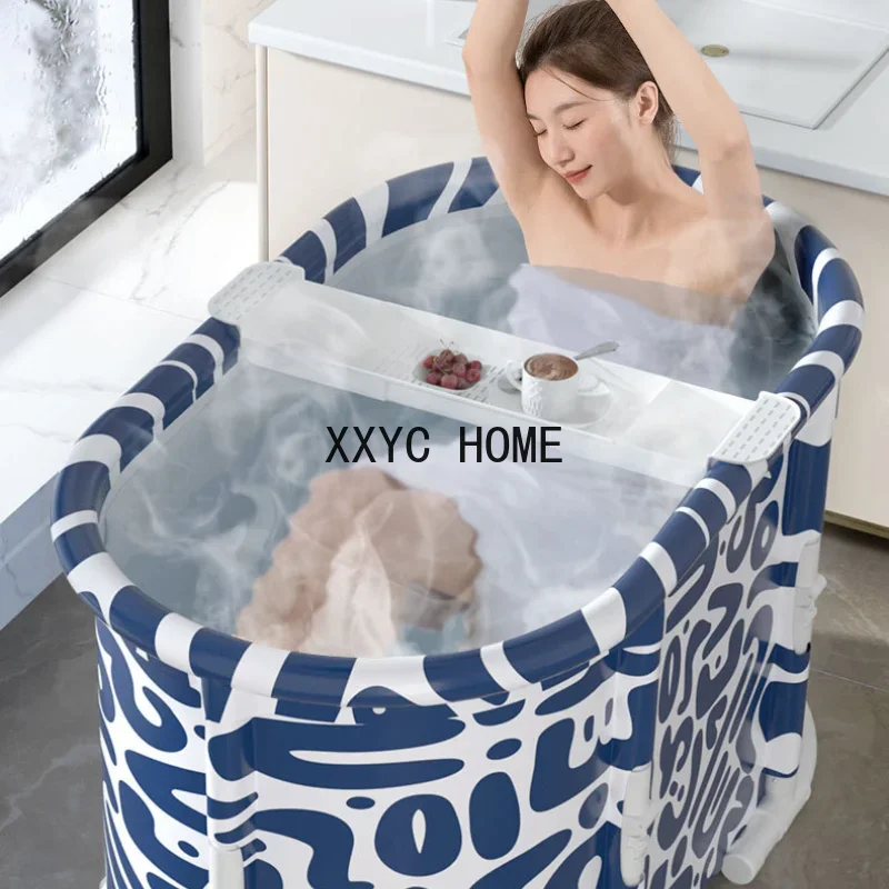 Portable Folding Bathing Bucket for Adults One Button Foldable Free of Installation Adult Full Body Household Bathtub and tray