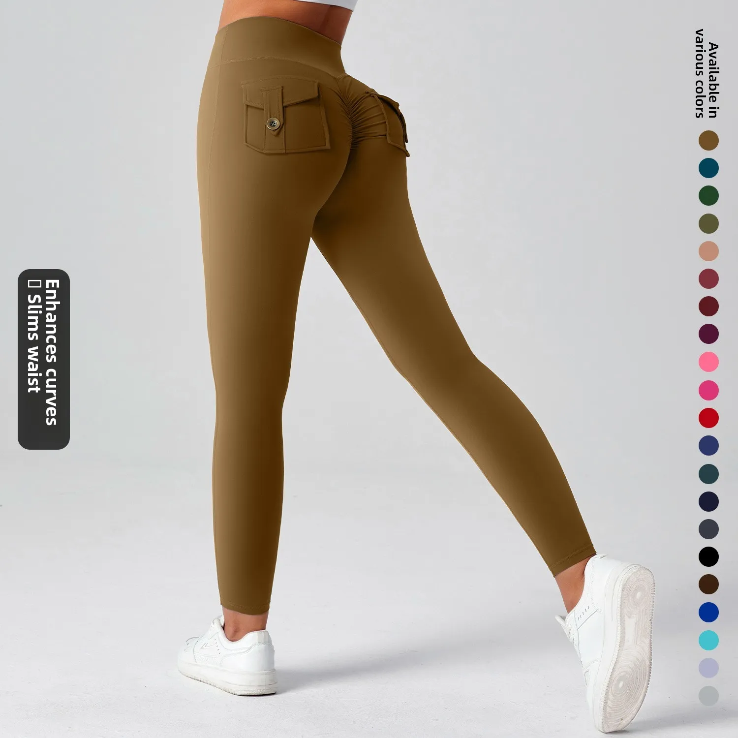 

Женские спортивные брюки для йоги с высокой талией, эластичные, быстросохнущие, с эффектом подтяжки ягодиц, с карманами