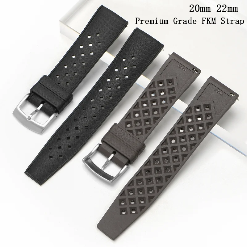 

Fluoro Rubber FKM 20mm 22mm Watch Strap for Blancpain Swatch Omega Seiko Quick Release Replacement Diving Waterproof Bracelet