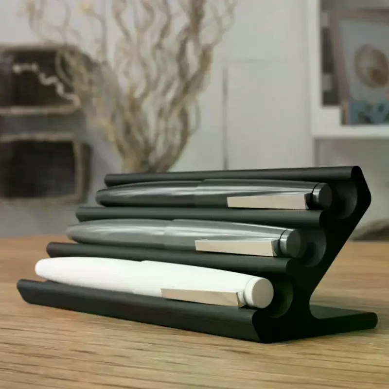 3D Printed Modern Minimalism Three Floors Black Pen Stand Office Desk Organizer Creative Gift
