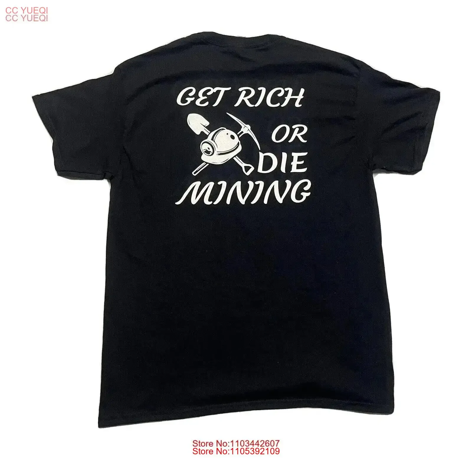 Get Rich or Die Mining Black T Shirt Mens Large vintage Washed Versatile Breathable Soft Stylish Unisex Casual graphic Slightly