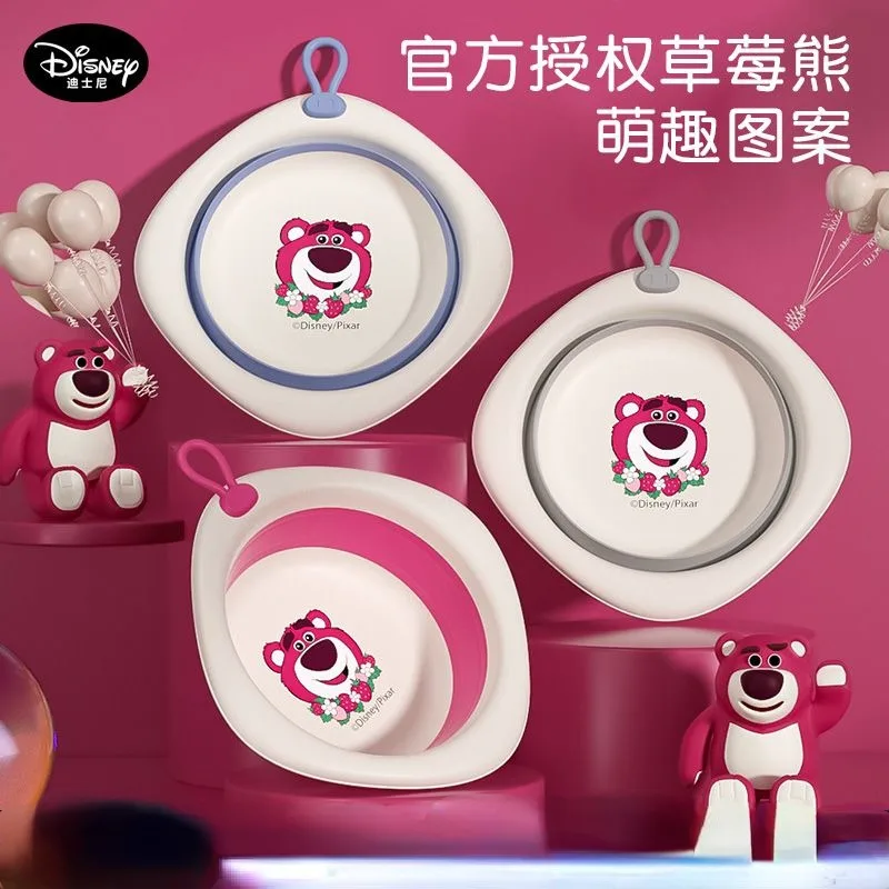 Disney Lotso New Creative Cartoon Pattern Cute Home Portable Large Capacity Foldable Storage Hanging Washbasin Anime Peripheral