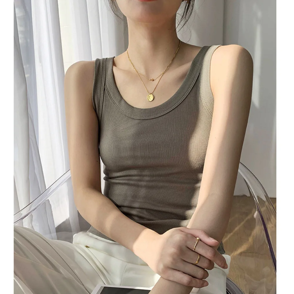 Women Summer Slim Tank Top Modal Ribbed Sleeveless Vest Fitness Yoga Sport Camisole Breathable Comfortable Basic Undershirt