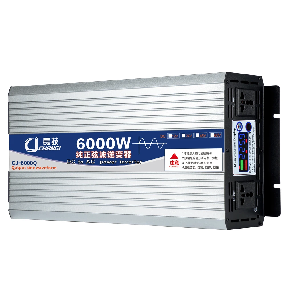 Changi 6000W Sintewave Inverter 12V 24V 48V 60V Inversor De Corriente Een 220V Intelligente Koeling