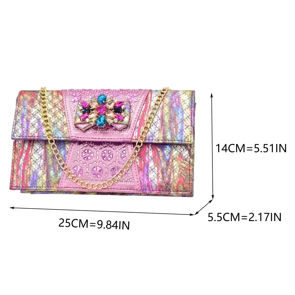 New Arrival Nigerian Women Shoes and Bag Set Decorated with Rhinestone in Italy African Party Elegant Heeled Pumps for Women