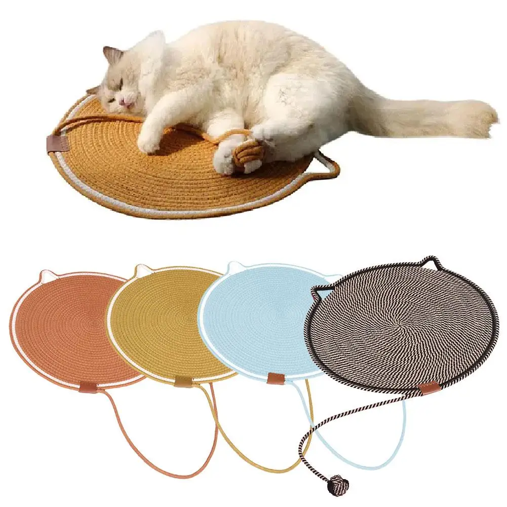 

Round Cat Scratch Pad With Ball Toy Cat Scratch Board Grinding Mat Mat Claw Cat Woven Pad Cat Sleeping Rest N3J9