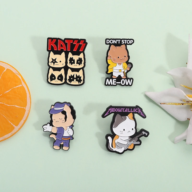 

Cute Cartoon Cats Animal Music Enamel Pins Don't Stop Meow Brooches Backpack Clothes Lapel Badge Jewelry Gift for Friends