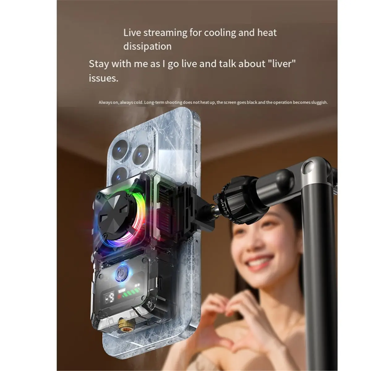 [DTC4]DL23 Semiconductor Mobile Phone Heatsink Phone Cooler Digital Temperature Display Silent Fan and Fast Heat Dissipation A