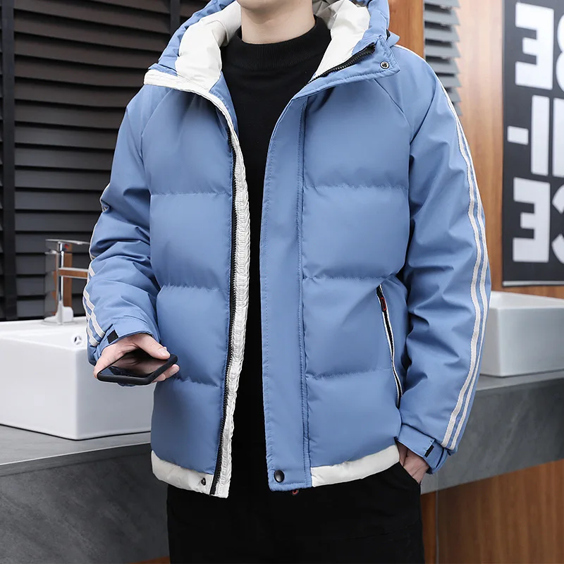 

Winter Men's Thickened Warm Fashion Padded Jacket Loose Handsome Versatile Hooded Coat Male Casual Cold-proof Wadded Jacket