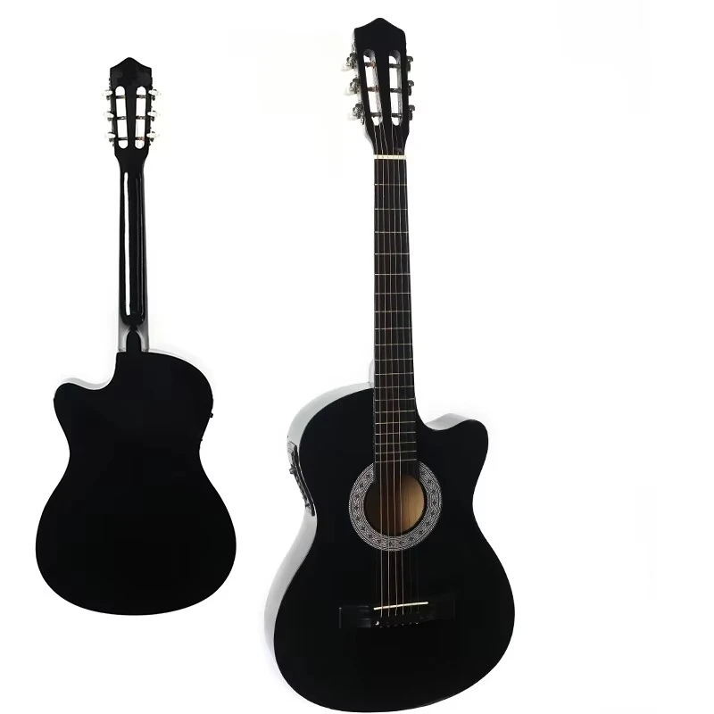 

38-Inch Electro-Acoustic Folk Guitar with Steel Strings Full Basswood Wooden Instrument Accessories