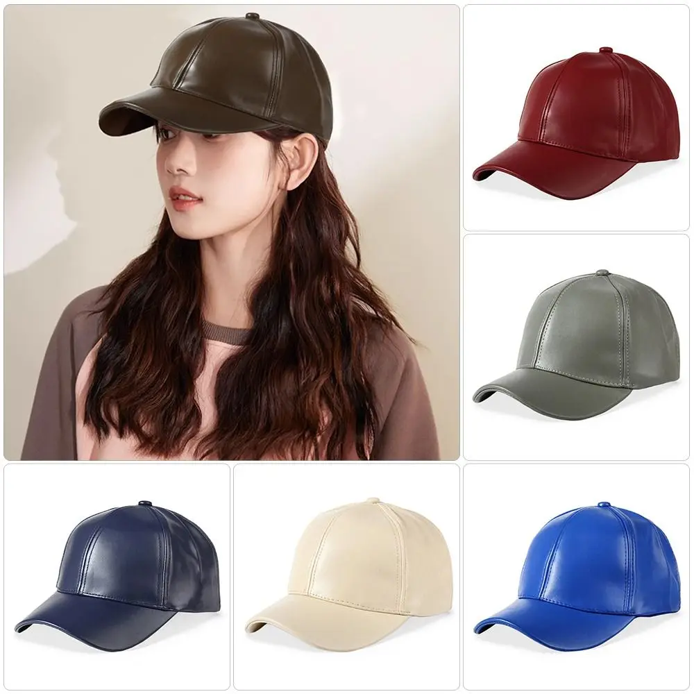 Casual Outdoor Sports Leather Baseball Caps Autumn Winter Adjustable Thermal Hats Hip Hop Dad Hats for Men Women