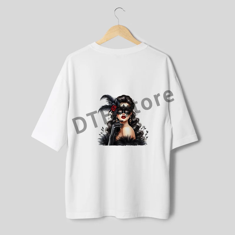 Adesivi per vestiti con stampa termica Black Swan Girl Print On t-shirt goth Design DTF accessorio Iron On toppa per abbigliamento per bambini