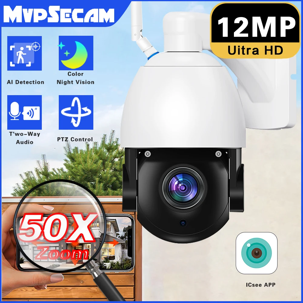 

200M IR Detection WiFi Surveillance Camera PTZ Optical Zoom 50X 4K 8MP HD Security IP Camera Outdoor Wireless Metal CCTV ICSEE