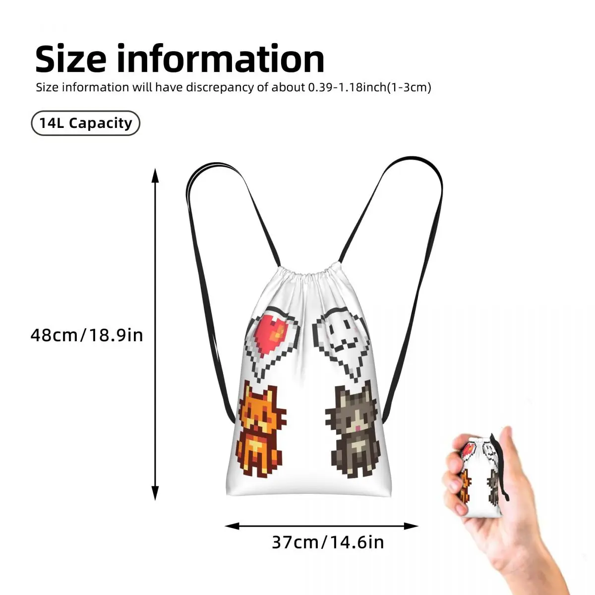 Stardew Valley Video Gamer Drawstring Backpack Sports Gym Bag Lightweight Foldable Storage Drawstring Bag for Men Women