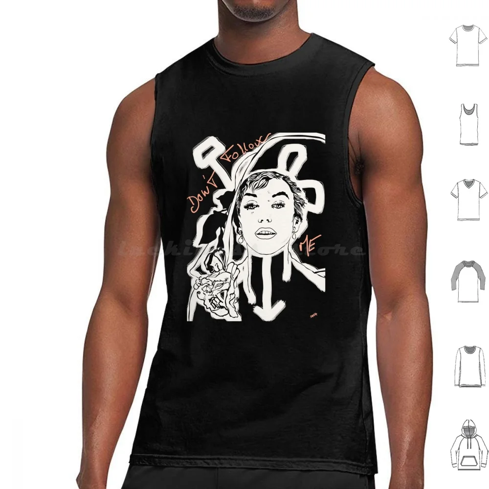 ? Black Marilyn-Do Not Follow Me Tank Tops Print Cotton Culturepop Punk Babylon Spirit Geek Japan Girl Nofutur Revolution
