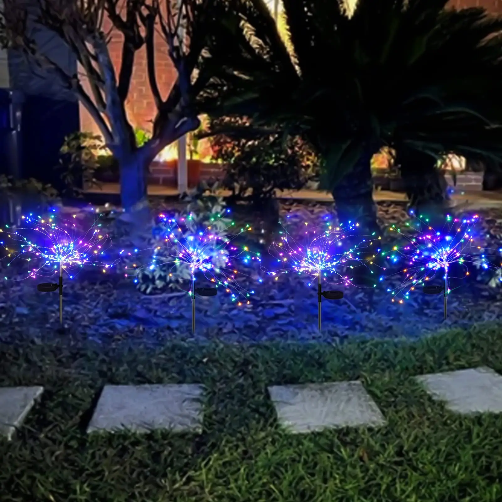 Imagem -06 - Solar Firework Garden Lights Impermeável 200 Led Modos Starburst Sparkler Lights para Path Flowerbed Decor ao ar Livre Pcs