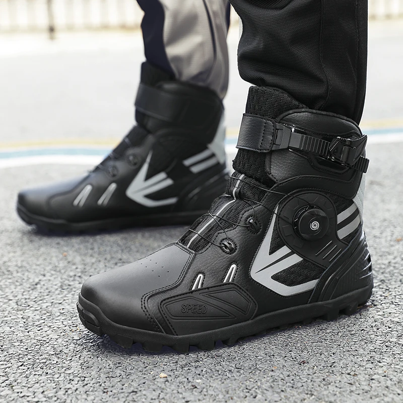 

Men Motorcycle Boots New Breathable Motorbike Shoes TPU Protective Men's Motorcycle Shoes Rubber Anti-Slip Motos Riding Boot