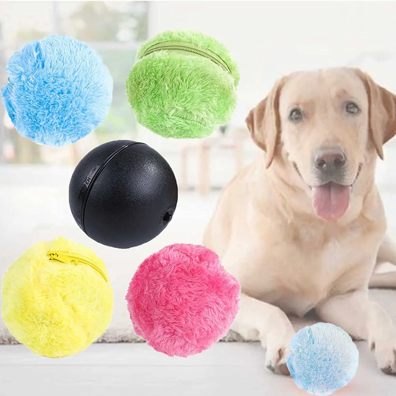 Robot de barrido con bola de pelo transfronteriza, aspirador automático, juguete de peluche para perros, bola rodante eléctrica, suministros para mascotas, accesorios para perros