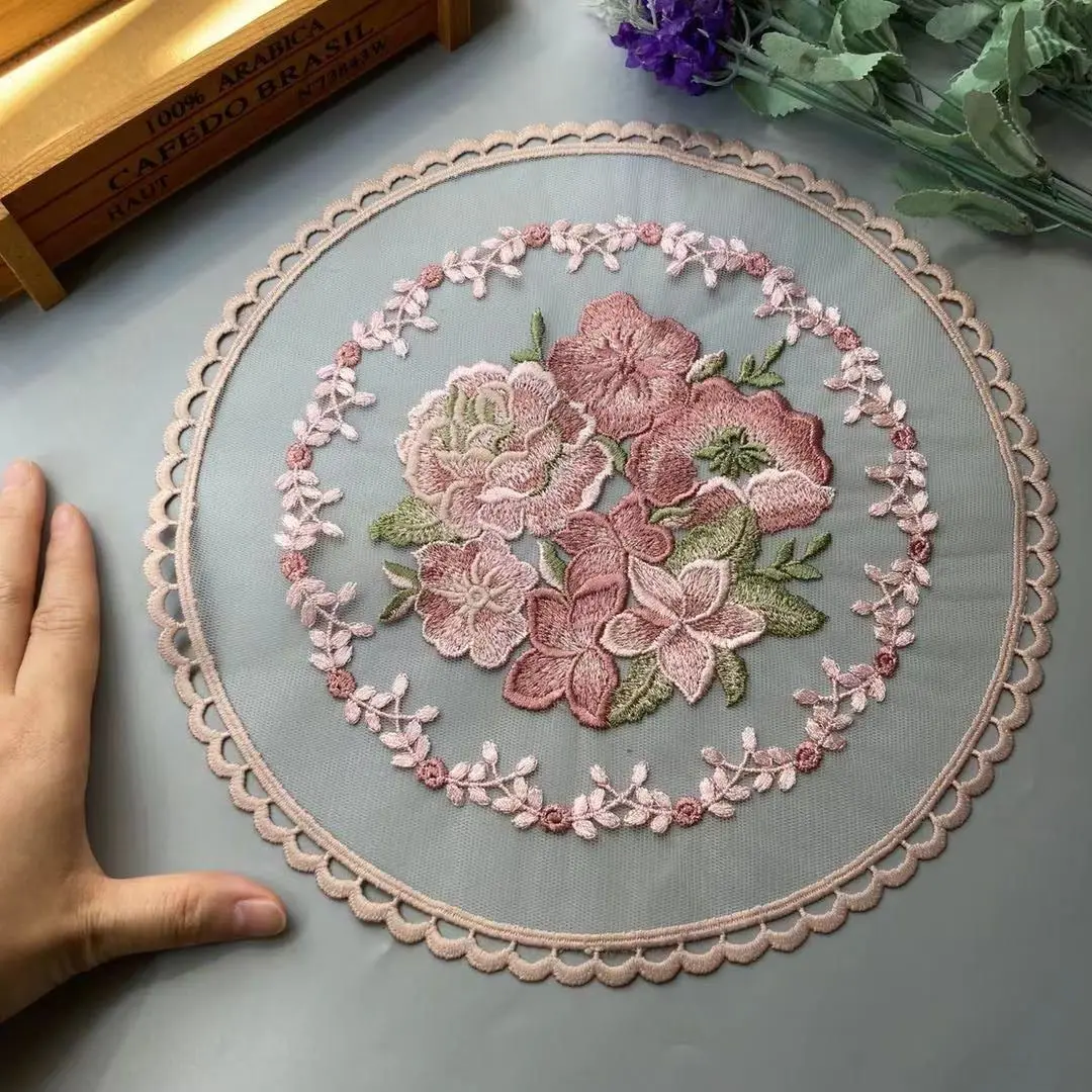 1Pcs for Dining Table Flower Embroidery Craft Placemat European Style Lace Insulation Plate Mat Anti-scald Coaster Table Pads