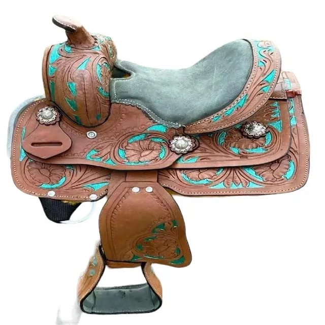 Handmade Premium Quality Leather Western Barrel Racing Horse Saddle Trail Custom Size Design Color With All Accessories Included